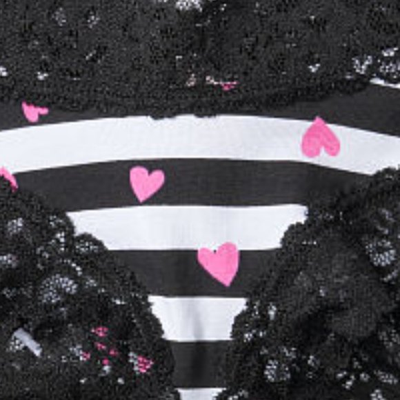 Cheeky VS NWT S Black White Striped W/Hearts - Picture 8 of 10